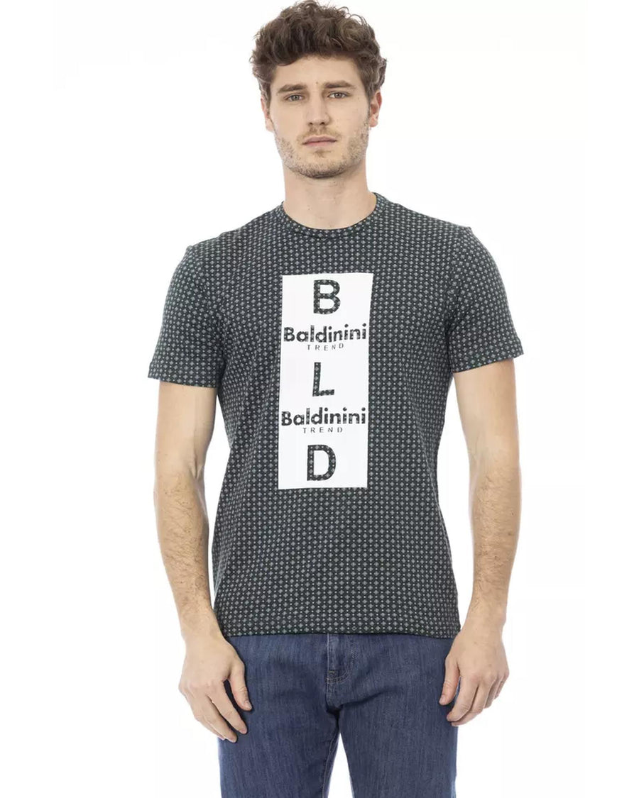 Front Print Short Sleeve T-shirt with Round Neck M Men