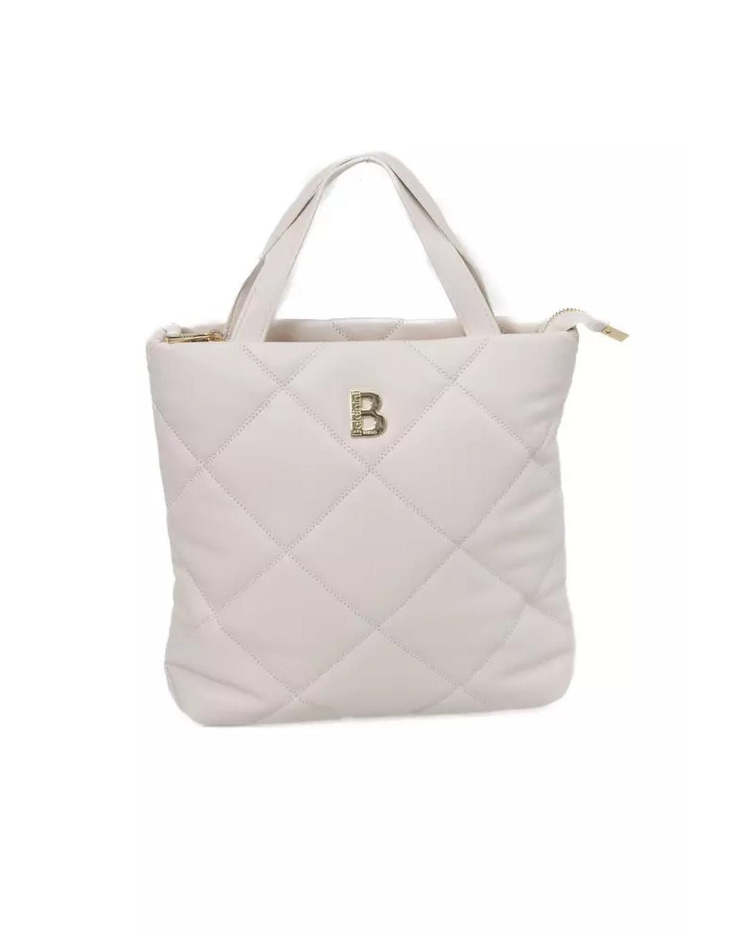 Golden Logo Leather Shoulder Bag with Zip Closure and Internal Compartments One Size Women