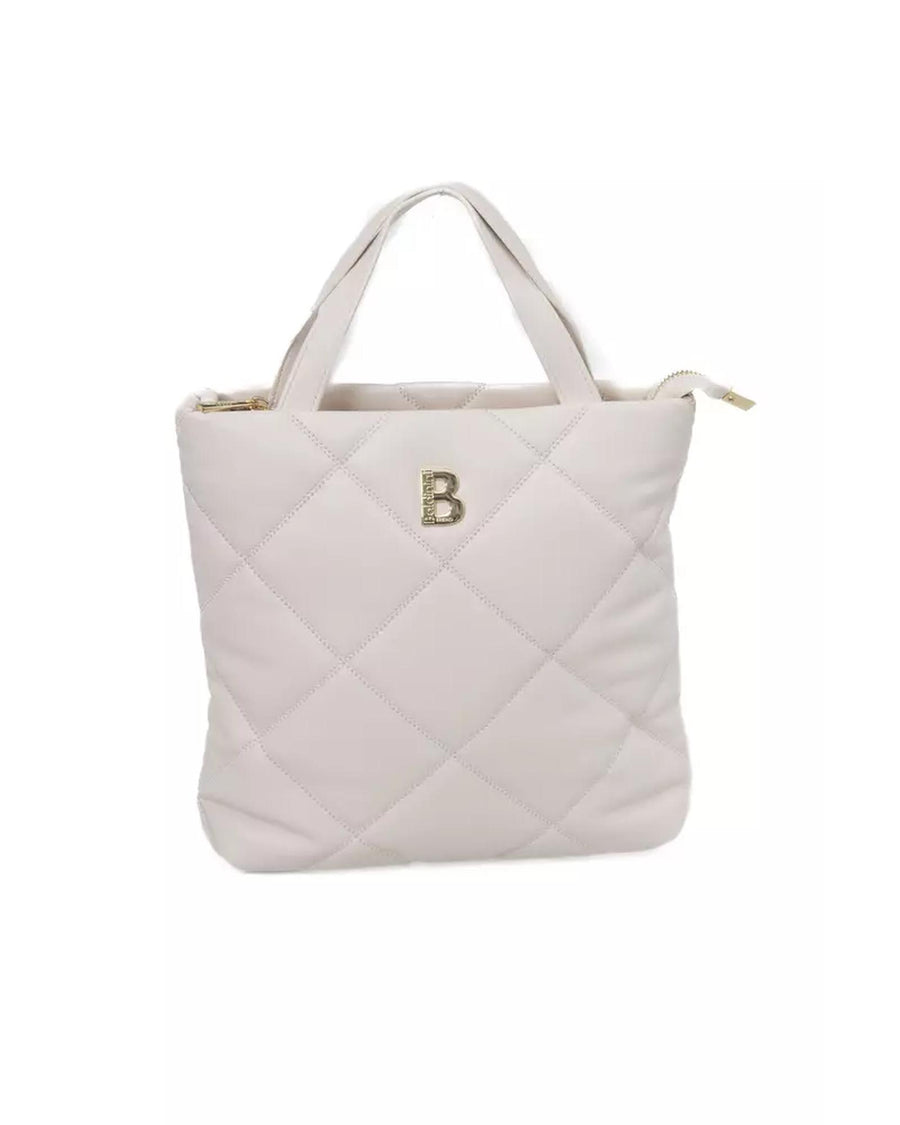 Golden Logo Leather Shoulder Bag with Zip Closure and Internal Compartments One Size Women