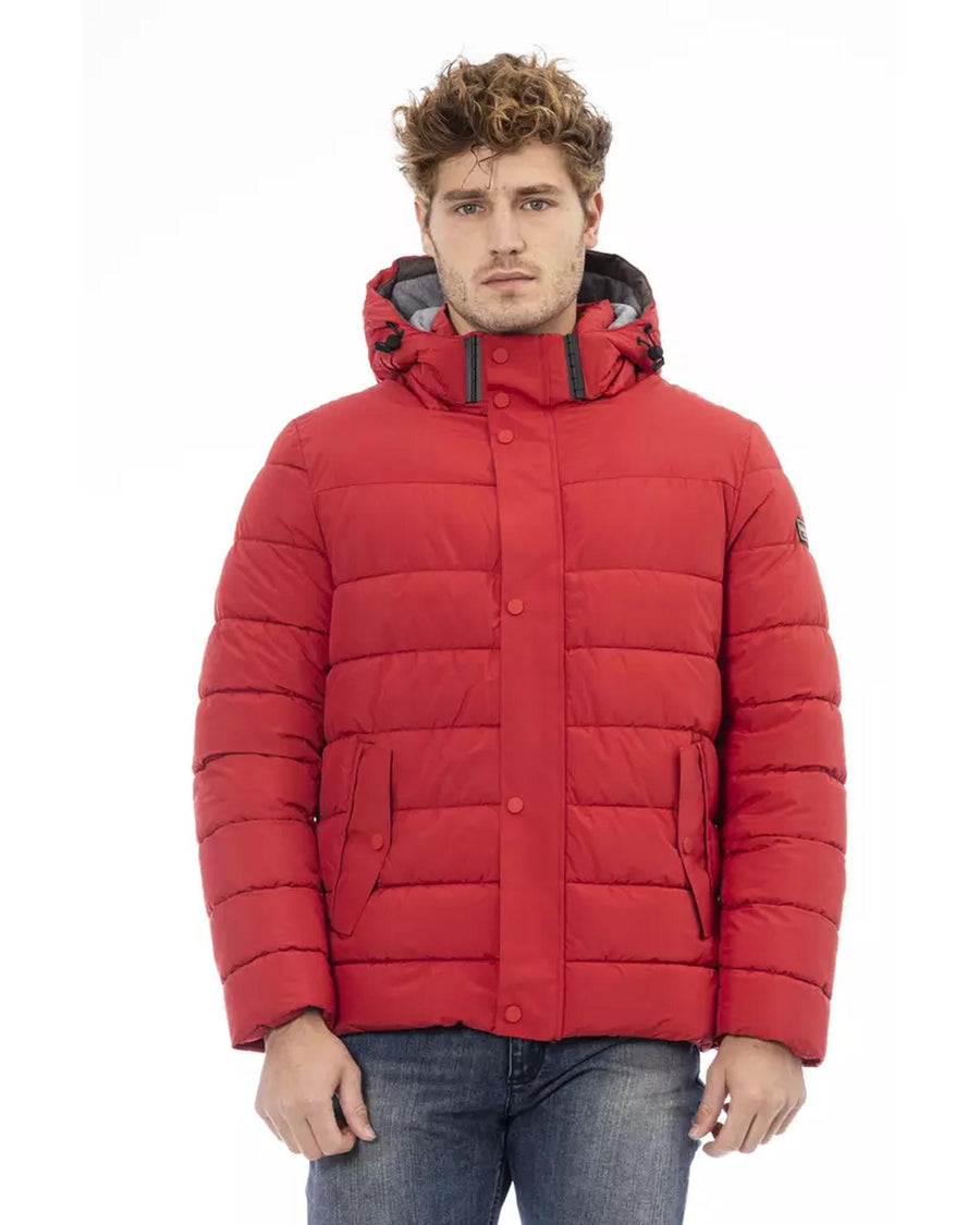 Threaded Pocket Jacket with Front Zip and Button Closure M Men
