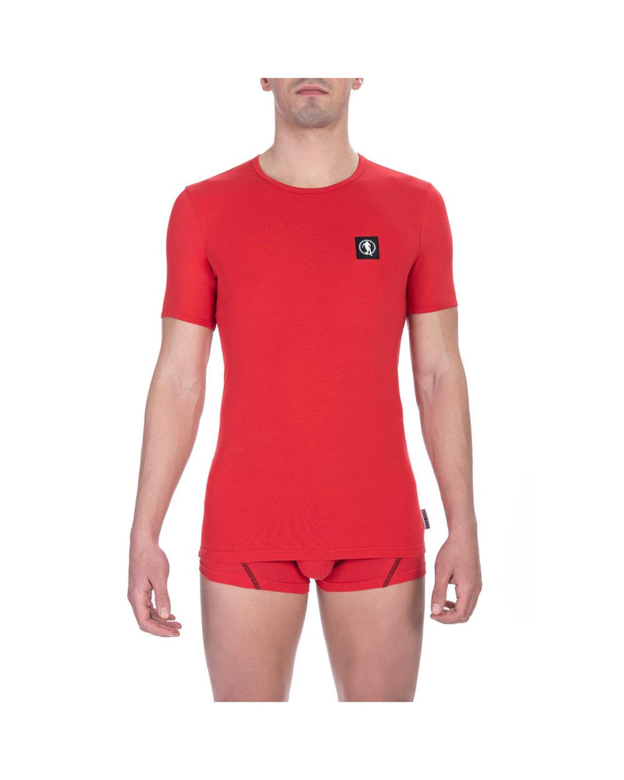Bikkembergs Men's Vibrant Red Cotton Crew Neck Tee Twin Pack - S