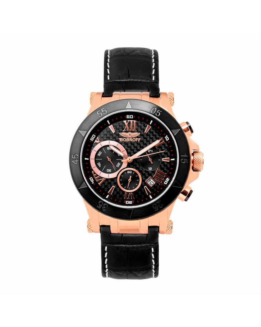 Bobroff Men's Black Leather Watch - One Size