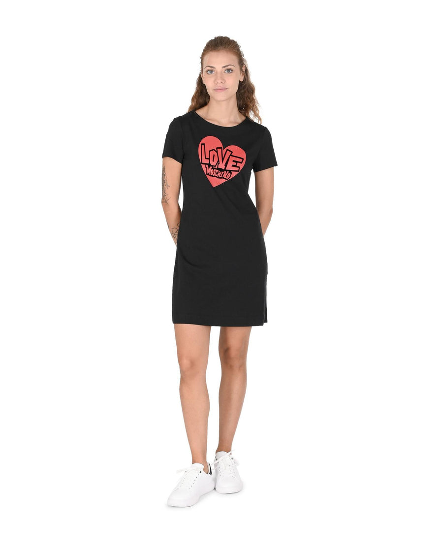 Heart Print Mini Dress Short Sleeves - 40 IT