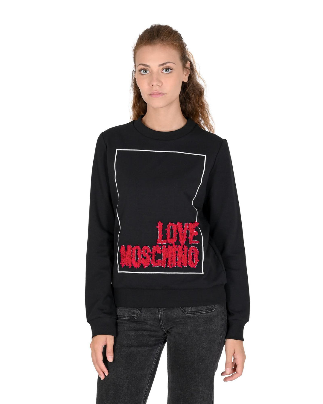 Love Moschino Women's Black Sweatshirt with 3D Logo - 40 IT
