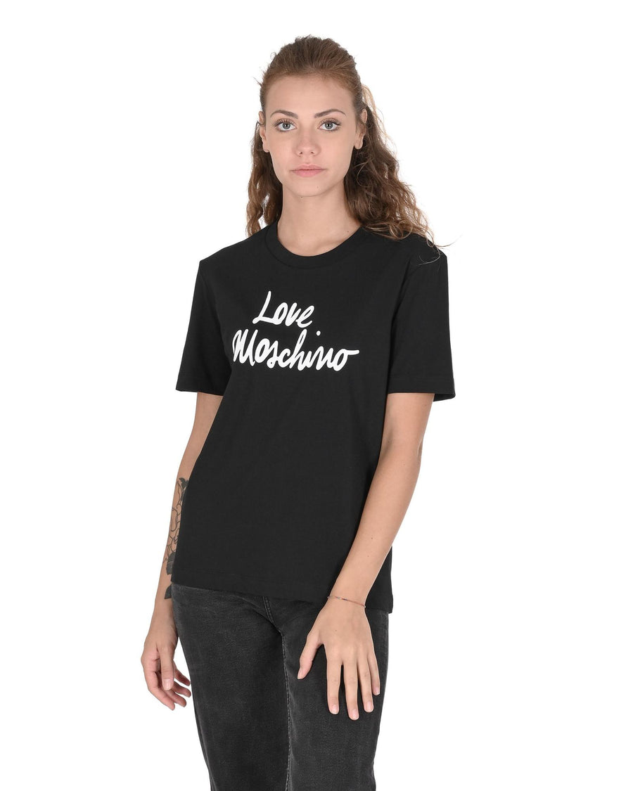 Love Moschino Women's Black Logo T-Shirt - 40 IT
