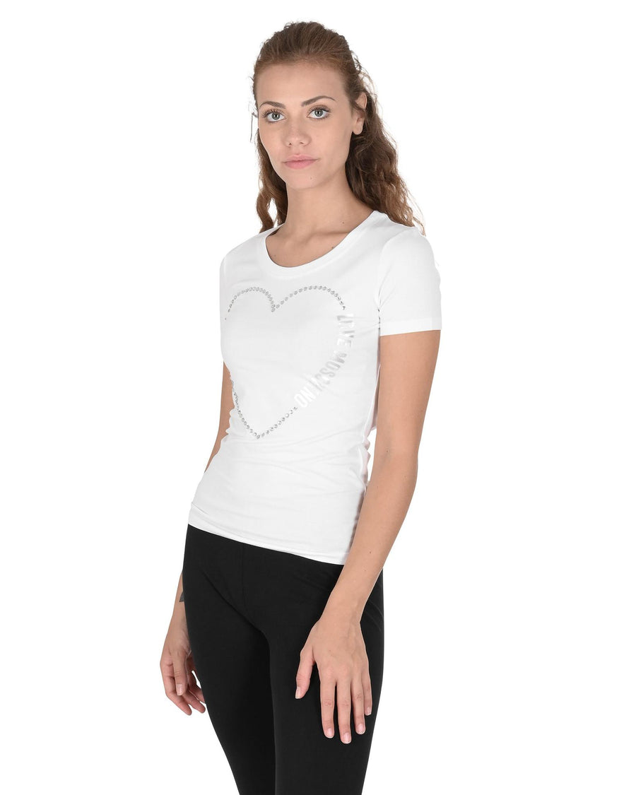 Love Moschino Women's Heart Logo T-Shirt - White - 44 IT