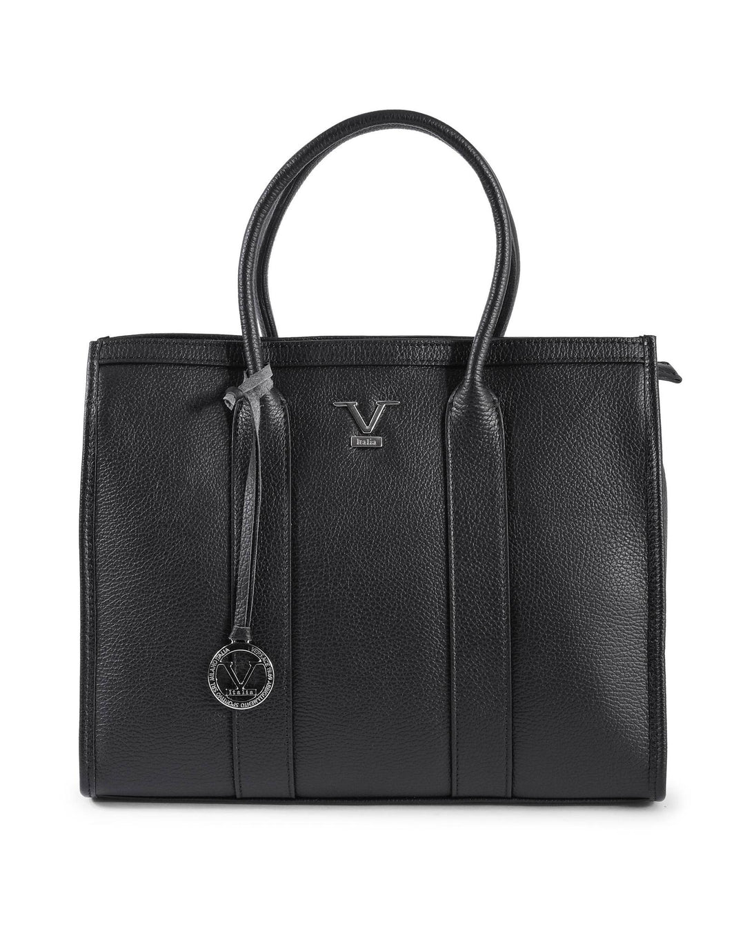 V Italia Black Tote Bag  V Italia Leather Tote Bag  Women's V Italia Black Tote Bag - One Size