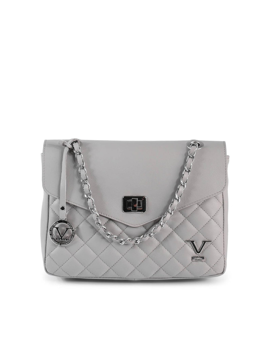 V Italia Women's Leather Shoulder Bag Grey - One Size