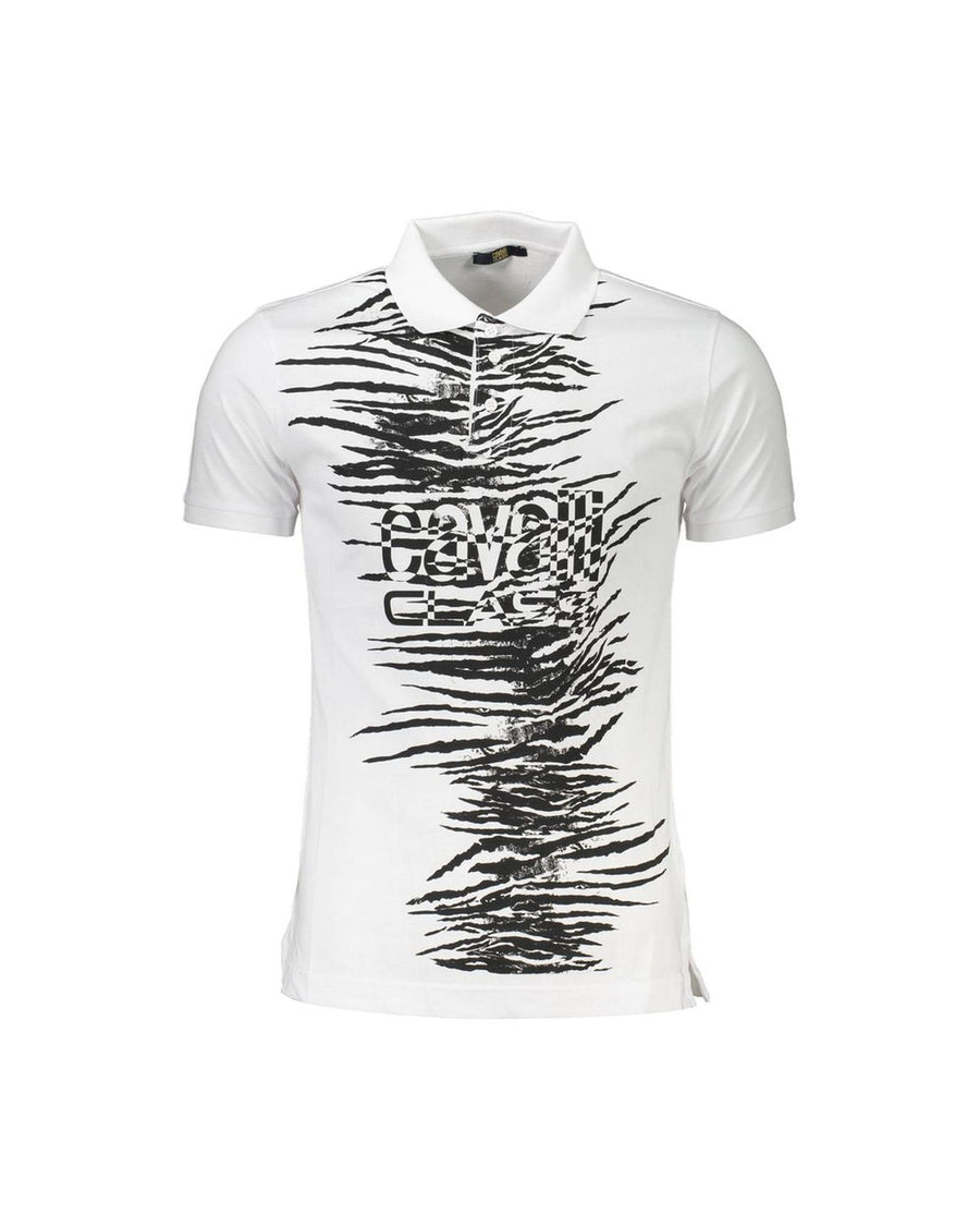 Cavalli Class Men's White Cotton Polo Shirt - XL