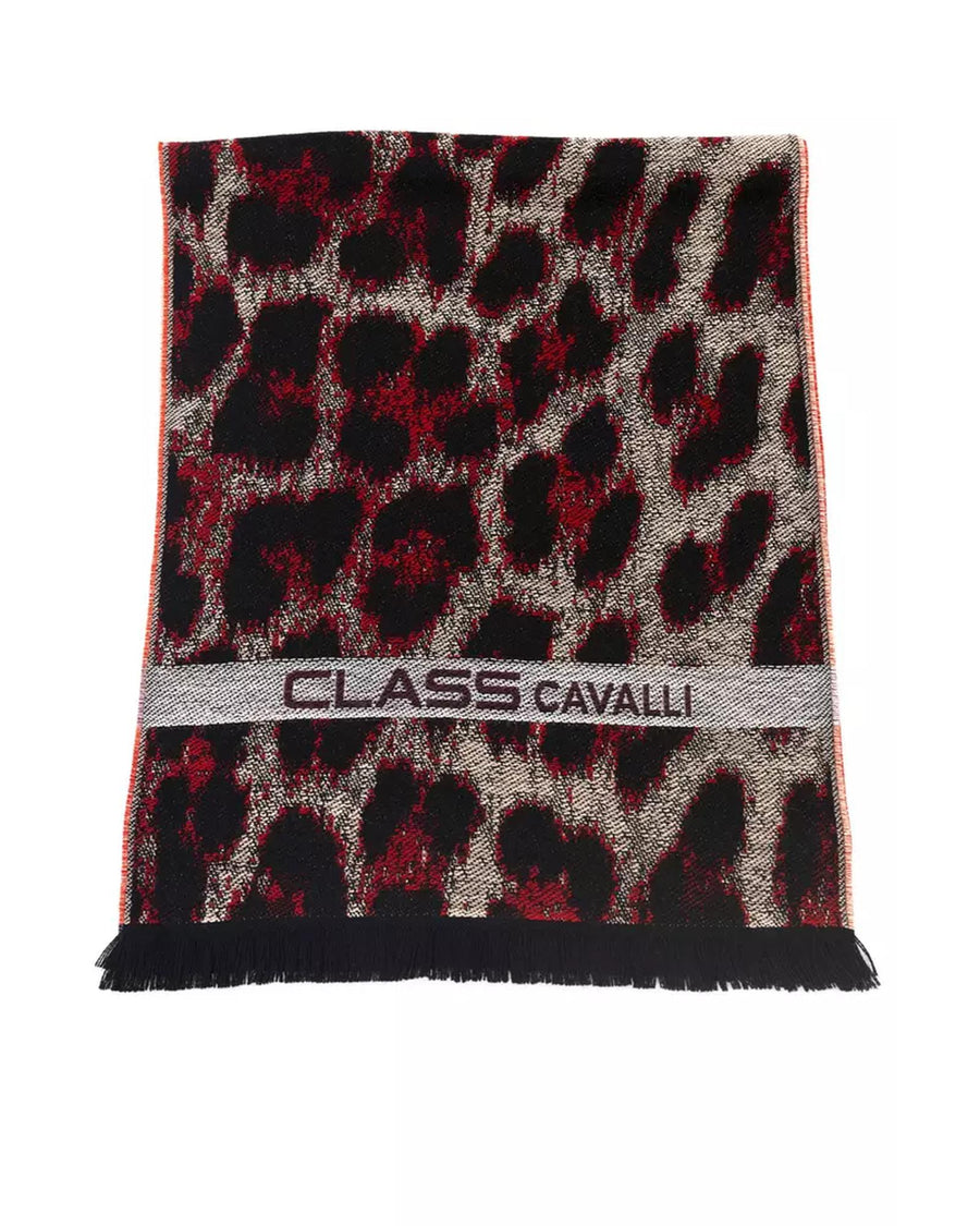 Cavalli Class Men's Burgundy Animalier Fantasy Logo Scarf - One Size