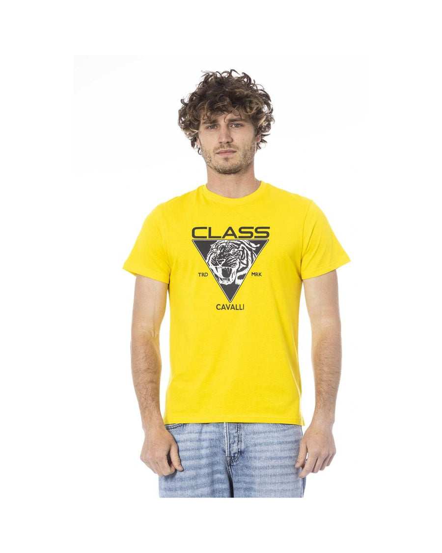 Cavalli Class Men's Yellow Cotton T-Shirt - L
