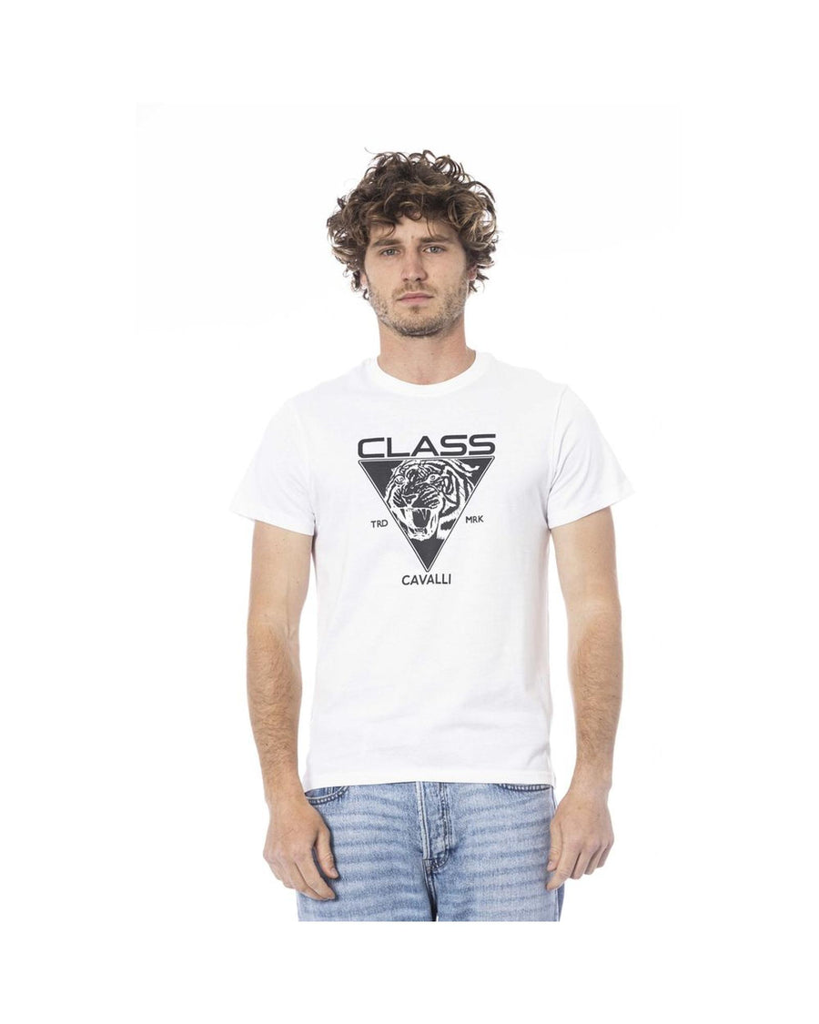 Cavalli Class Men's White Cotton T-Shirt - L