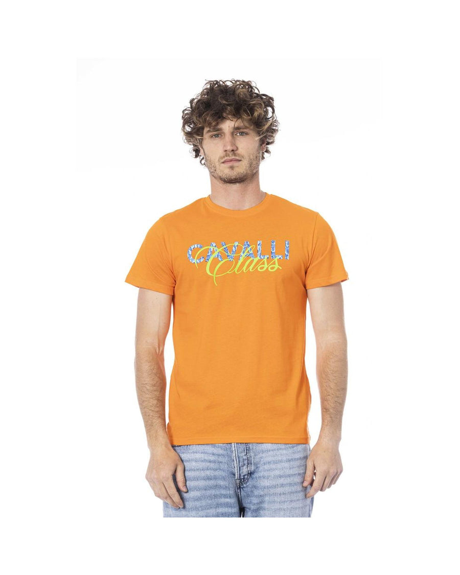 Cavalli Class Men's Orange Cotton T-Shirt - M