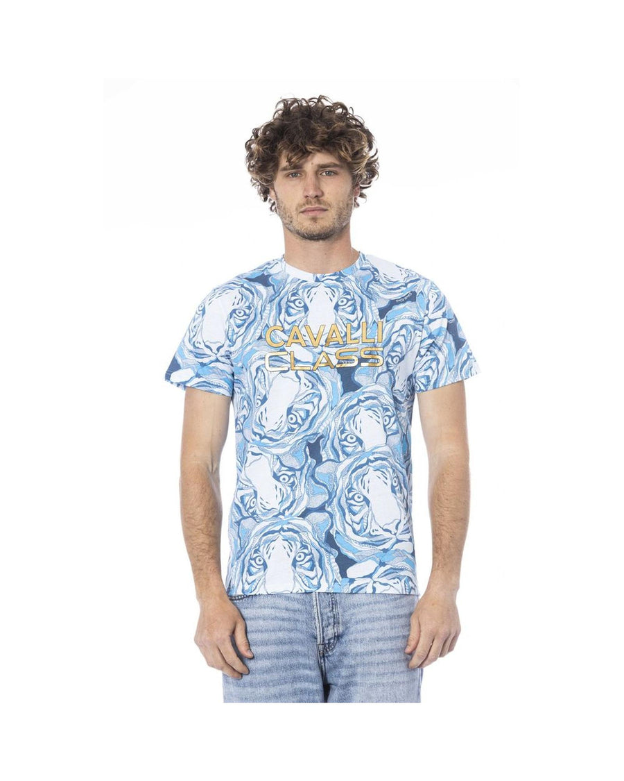 Cavalli Class Men's Light Blue Cotton T-Shirt - XL