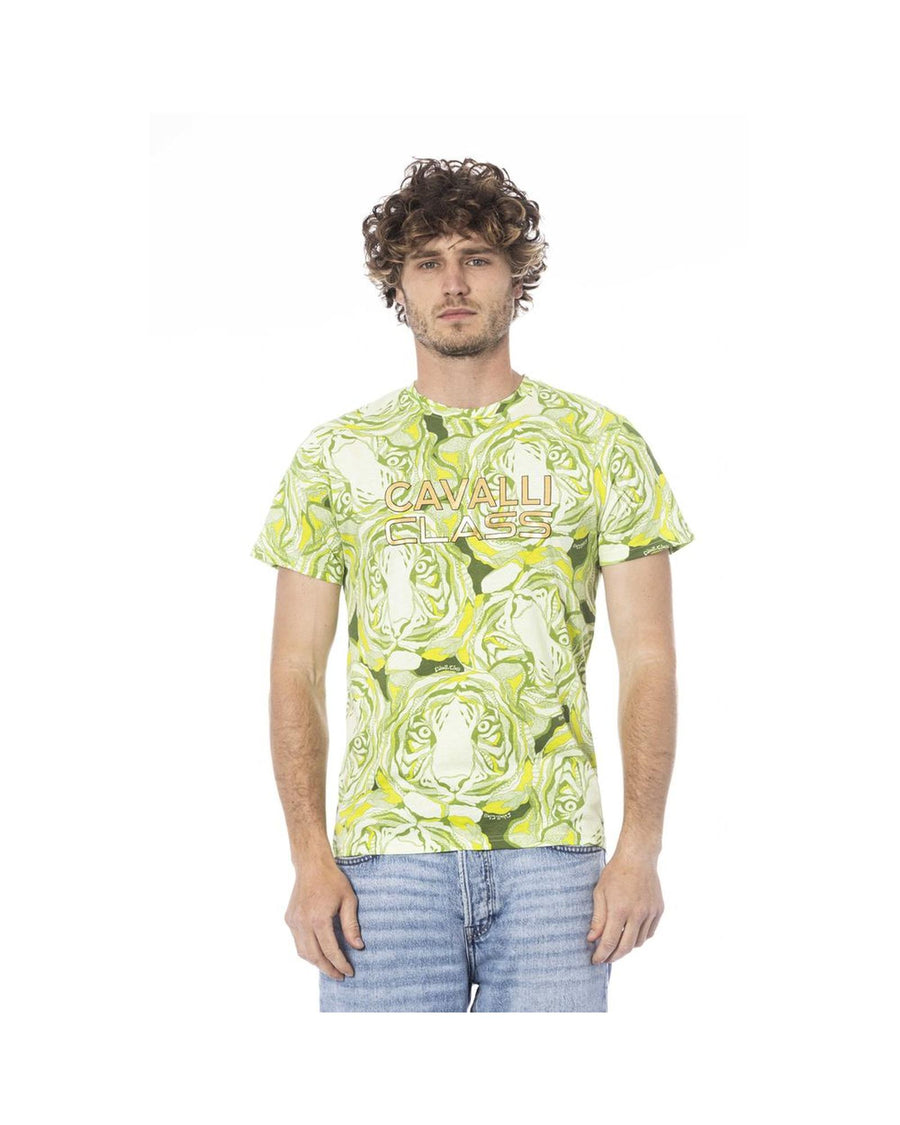 Cavalli Class Men's Green Cotton T-Shirt - M
