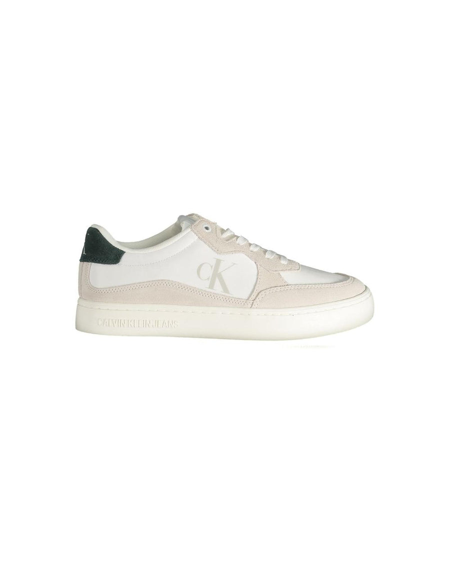 Calvin Klein Men's White Leather  Sneaker - 40 EU