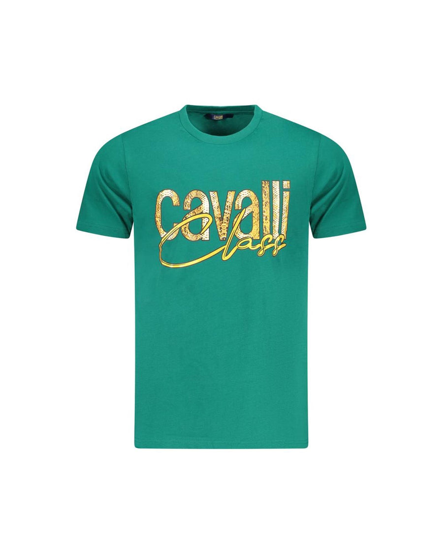 Cavalli Class Men's Green Cotton  T-Shirt - L