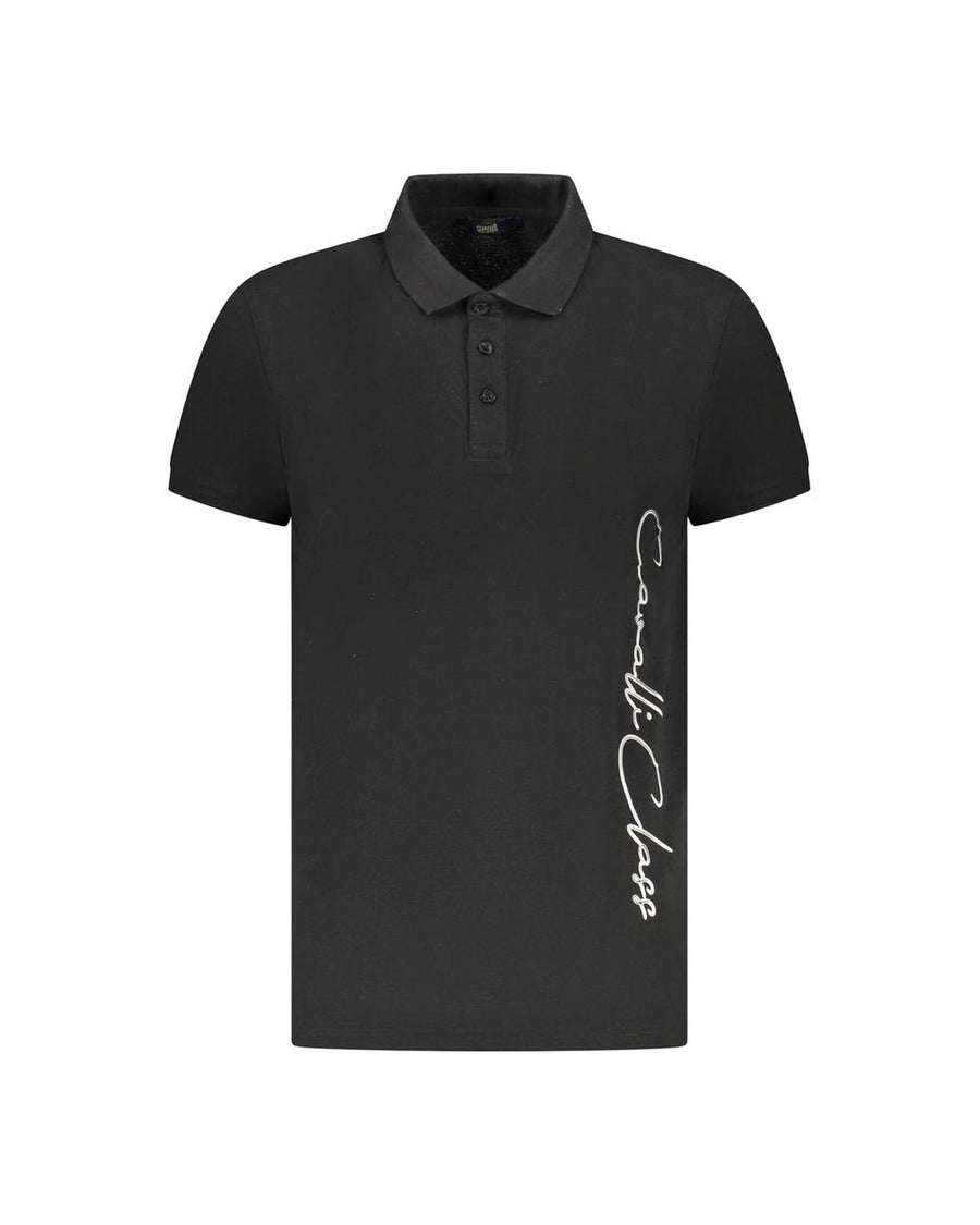 Cavalli Class Men's Black Cotton  Polo Shirt - L