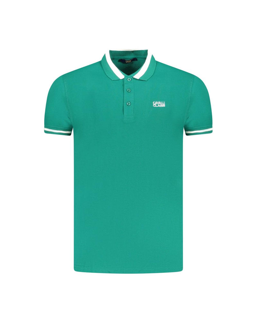 Cavalli Class Men's Green Cotton Polo Shirt - XL