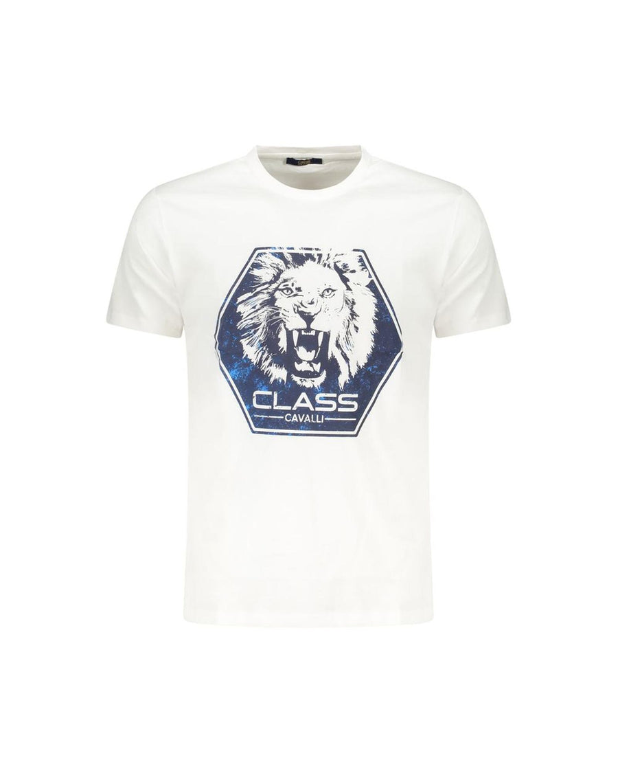 Cavalli Class Men's White Cotton  T-Shirt - L