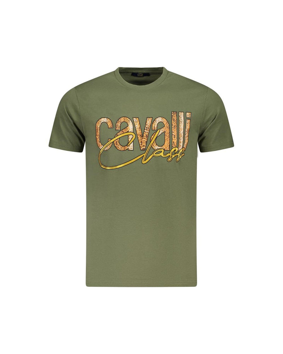 Cavalli Class Men's Green Cotton  T-Shirt - 2XL