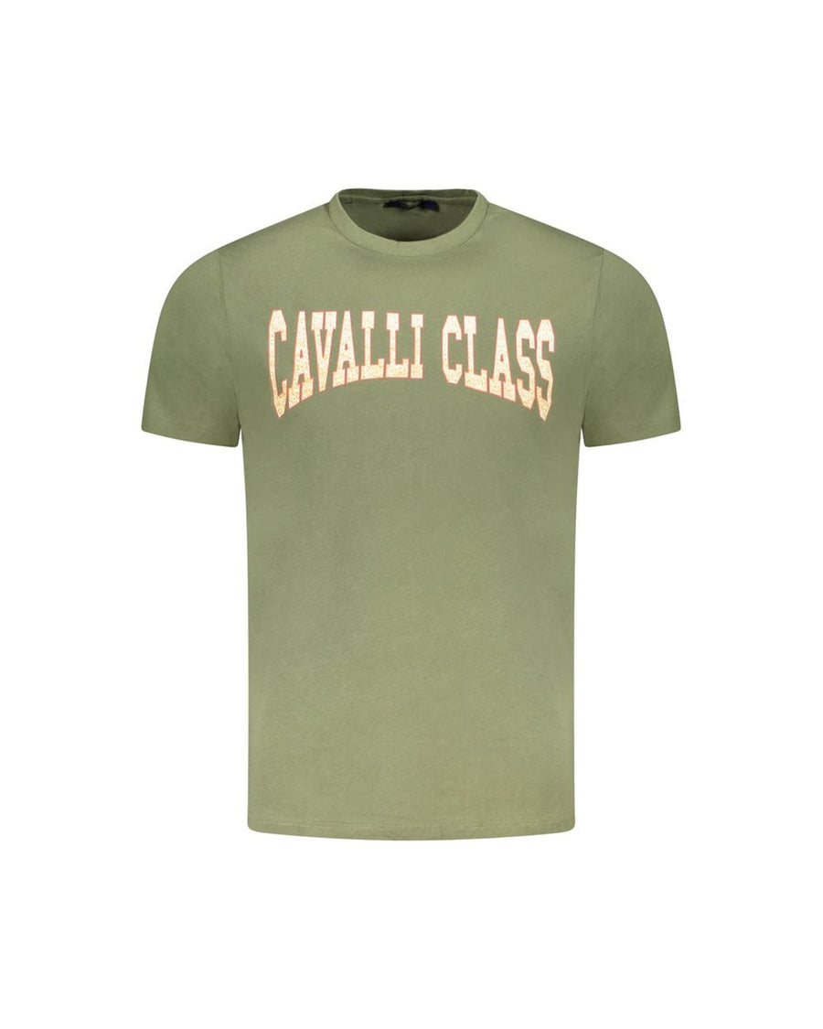 Cavalli Class Men's Green Cotton  T-Shirt - 2XL
