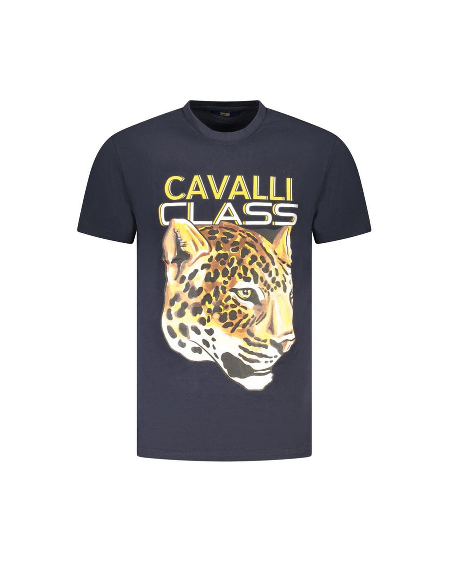 Cavalli Class Men's Blue Cotton  T-Shirt - 2XL
