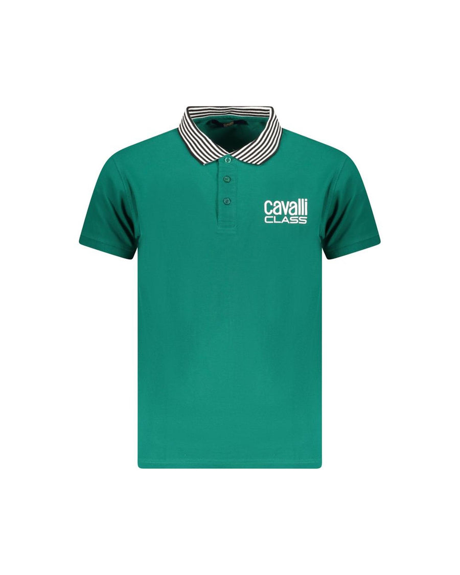 Cavalli Class Men's Green Cotton Polo Shirt - M