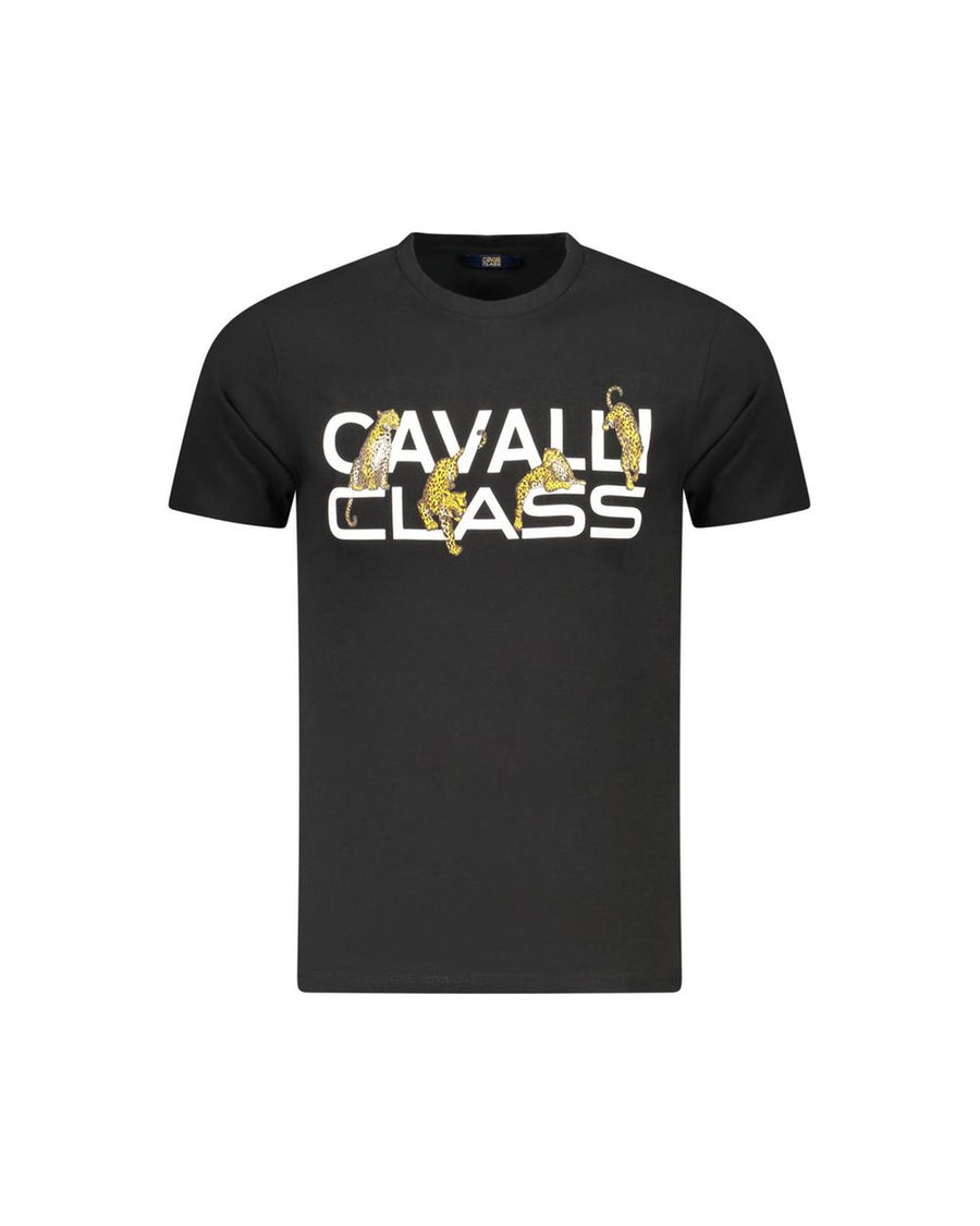 Cavalli Class Men's Black Cotton  T-Shirt - L