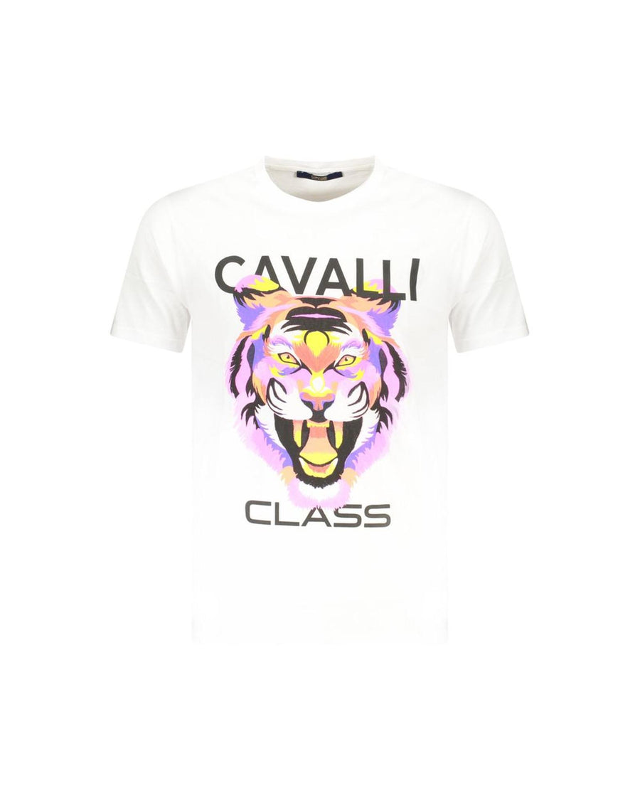 Cavalli Class Men's White Cotton  T-Shirt - L