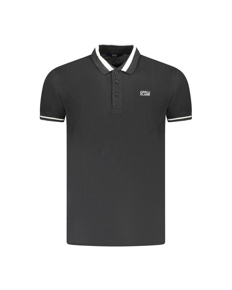 Cavalli Class Men's Black Cotton Polo Shirt - M