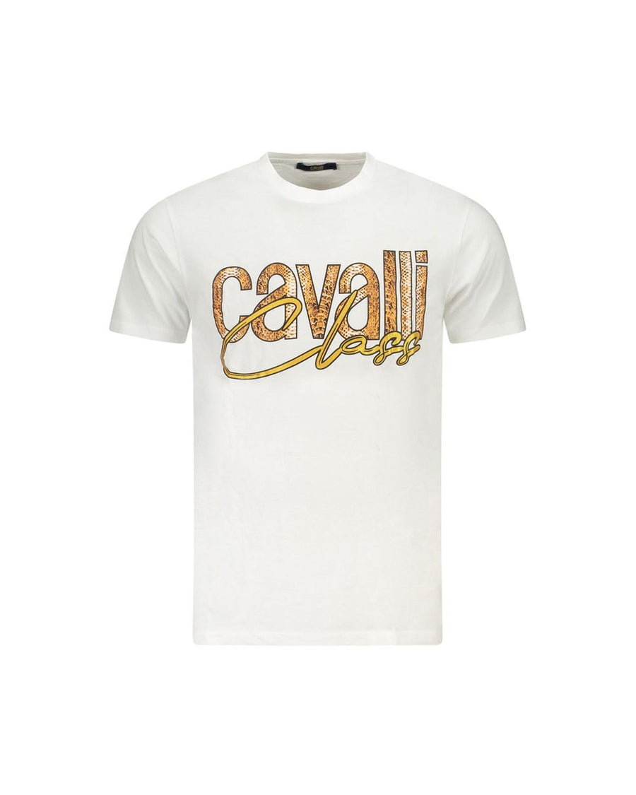 Cavalli Class Men's White Cotton  T-Shirt - XL