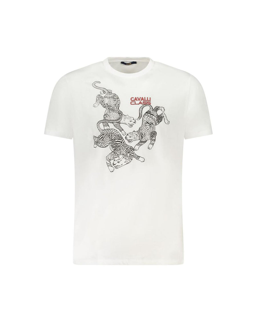 Cavalli Class Men's White Cotton  T-Shirt - 2XL