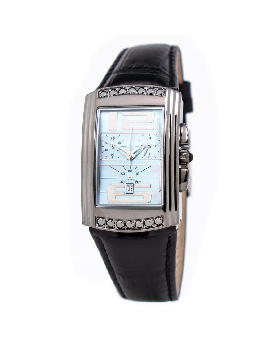 Chronotech Unisex's Black Leather Watch - One Size