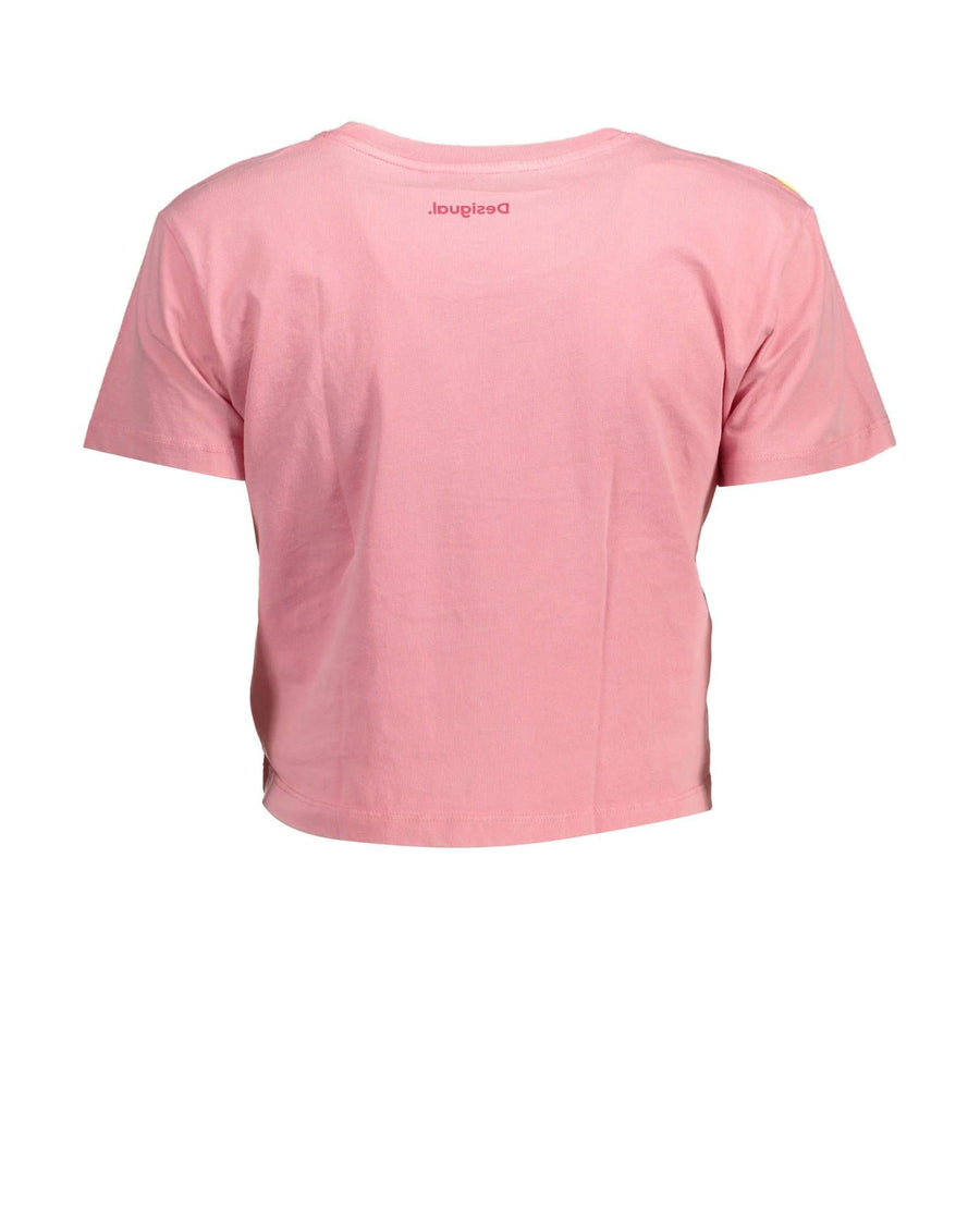 Desigual Women's Chic Pink Embellished Cotton Tee - XL