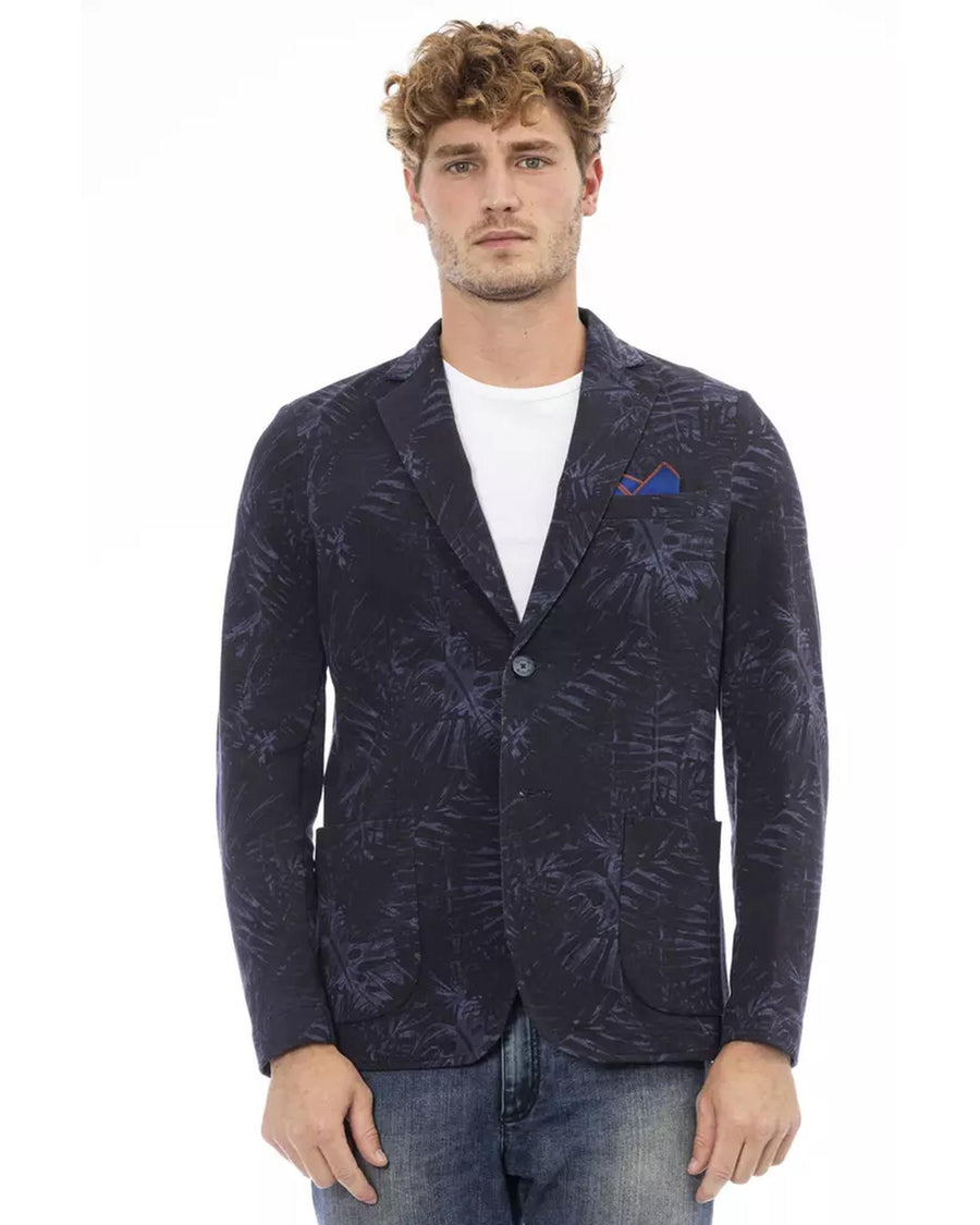 Classic Button Closure Fabric Jacket with Front Pockets 48 IT Men