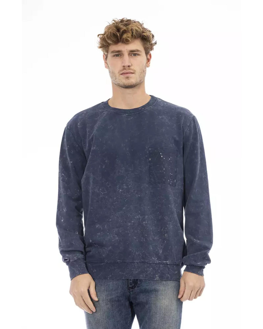Fleece Sweater with Crew Neck and Front Pocket L Men