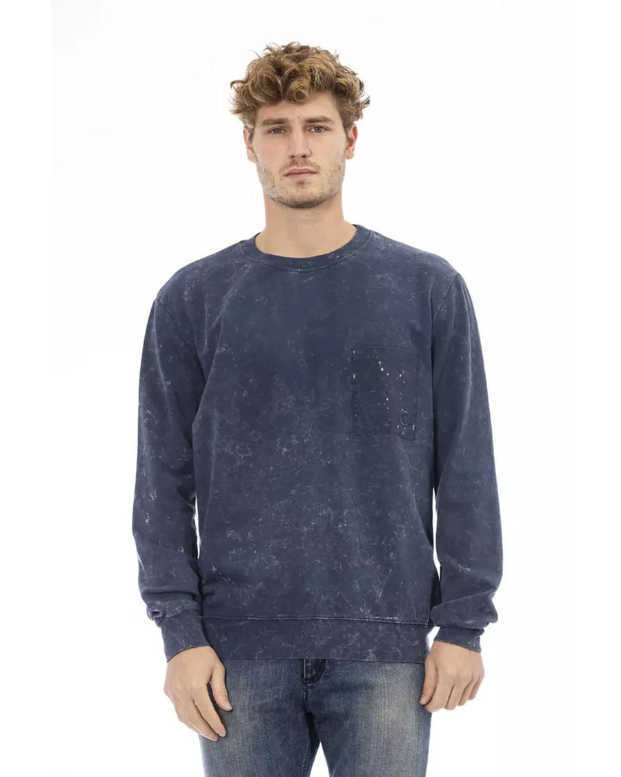 Fleece Sweater with Crew Neck and Front Pocket L Men
