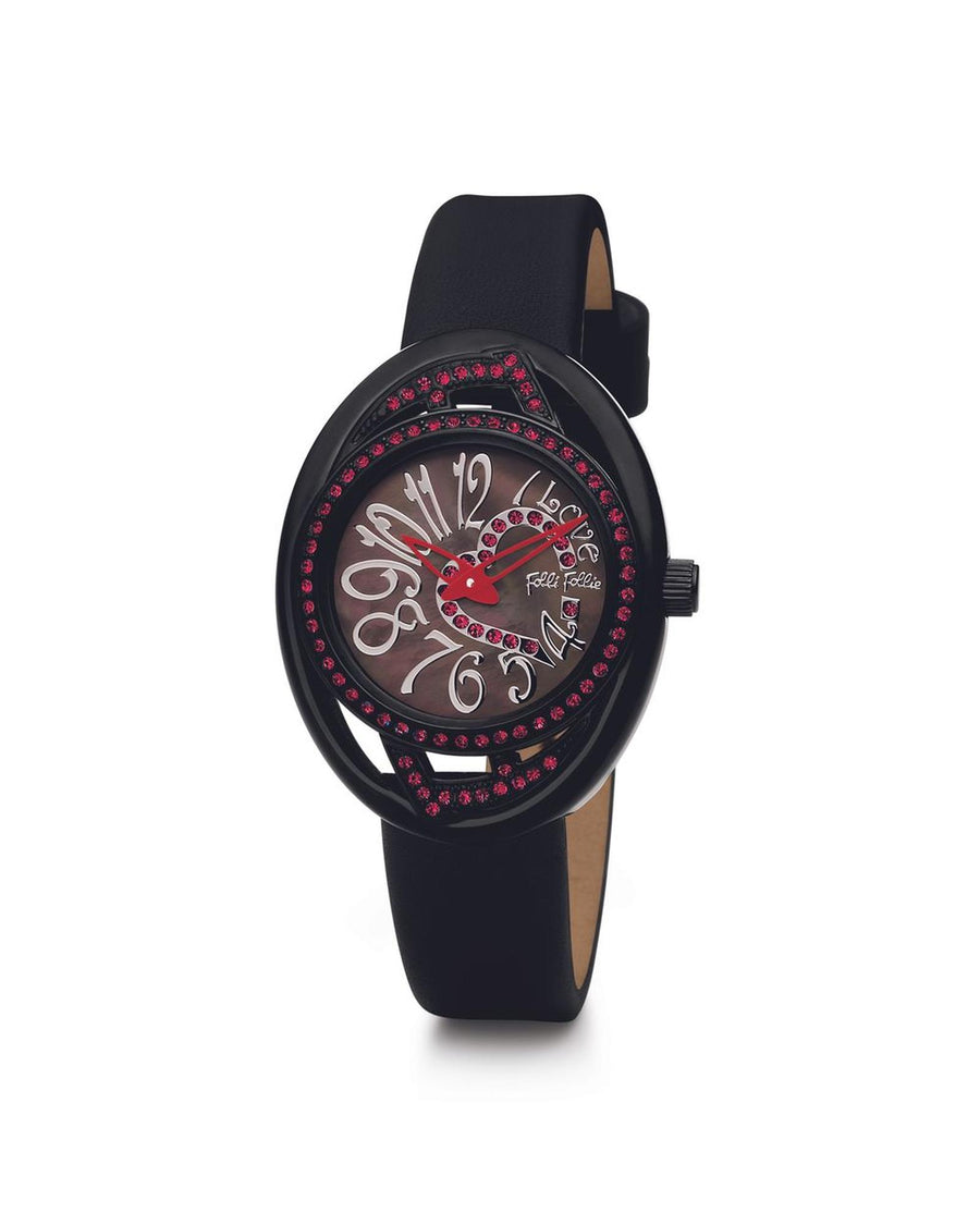 Folli Follie Women's Black Leather Watch - One Size