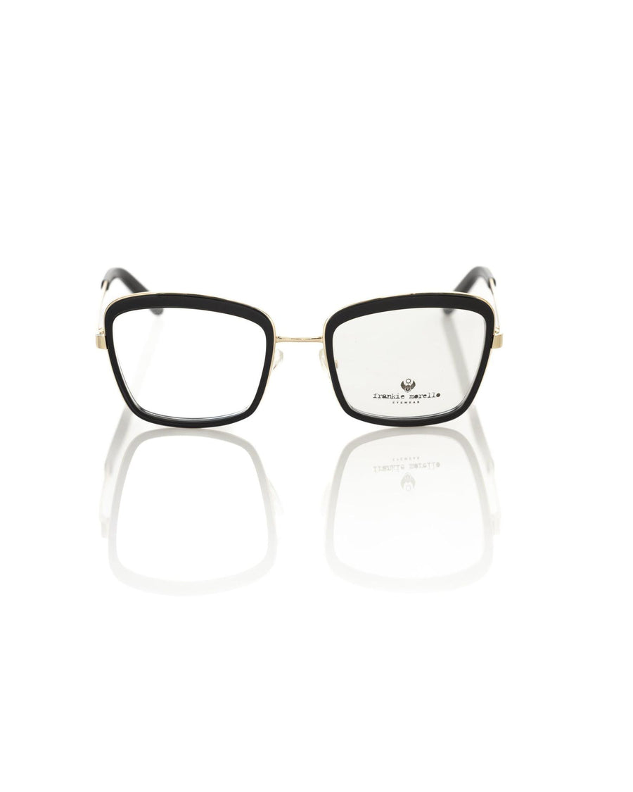Frankie Morello Women's Sophisticated Square Black & Gold Eyeglasses - One Size