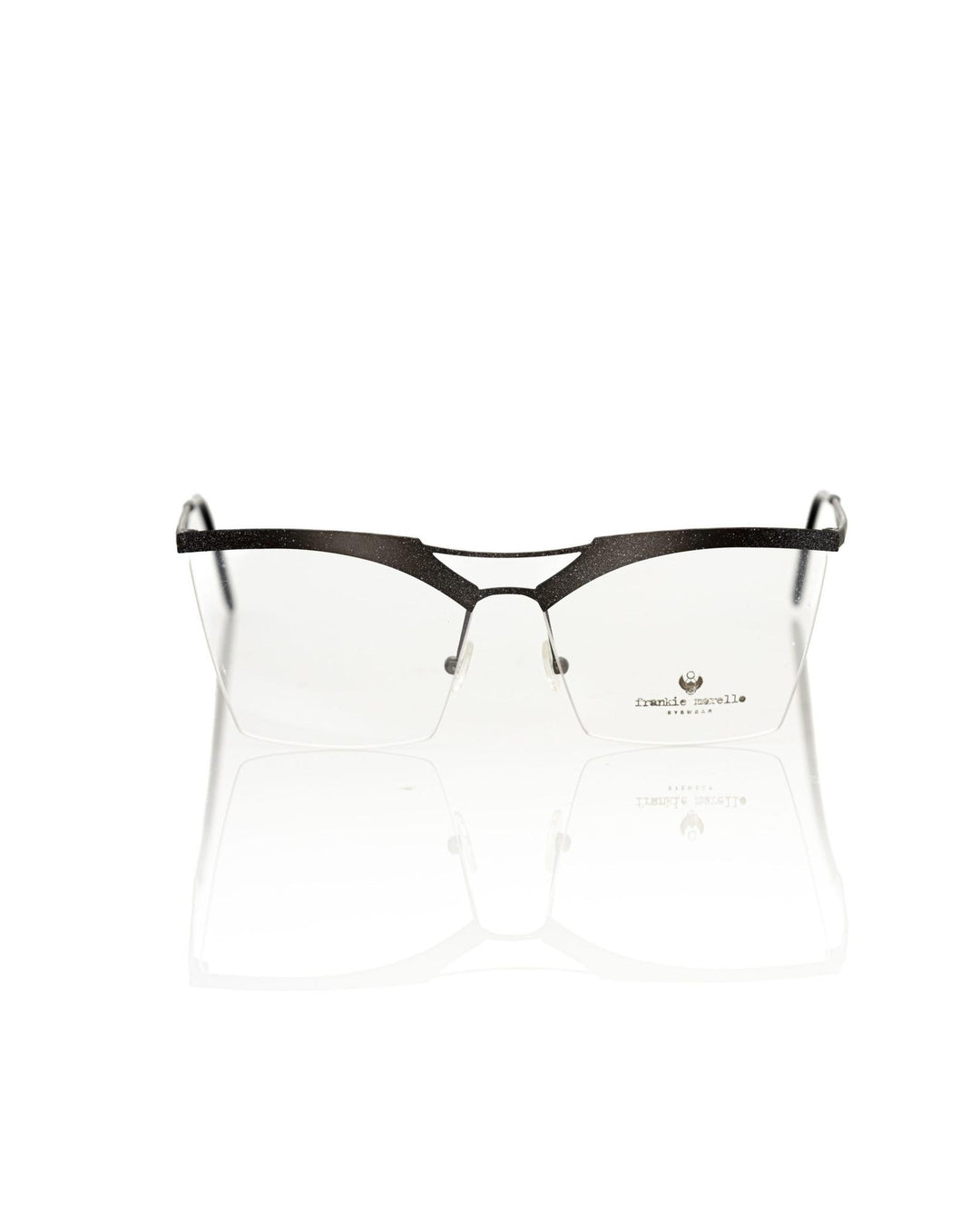 Frankie Morello Women's Glitter Black Metal Clubmaster Eyeglasses - One Size
