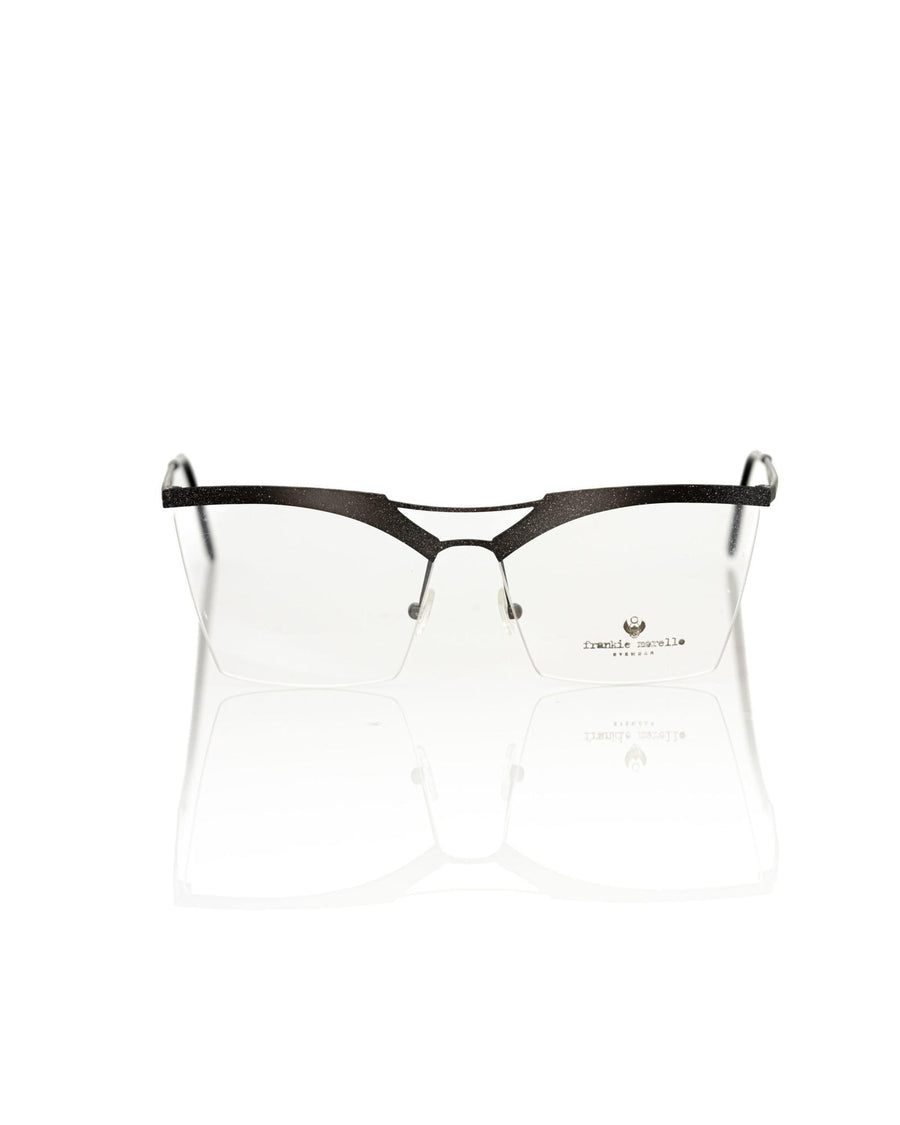 Frankie Morello Women's Glitter Black Metal Clubmaster Eyeglasses - One Size