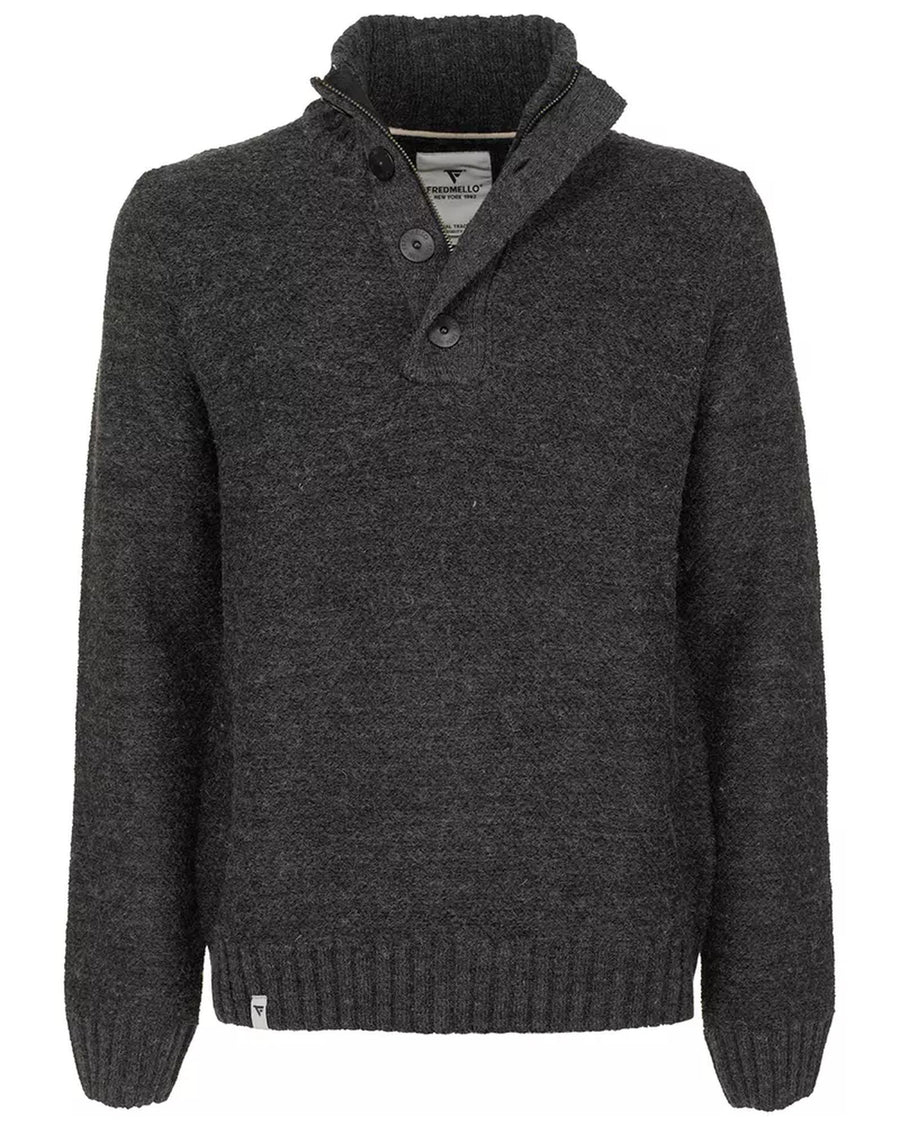 Acrylic Blend Sweater with Button Closure and Zip Up XL Men