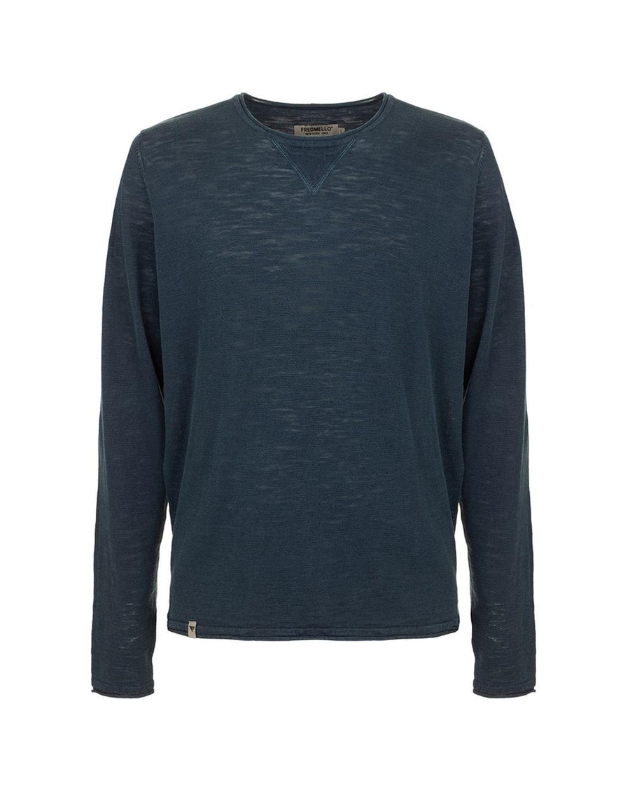 Fred Mello Men's Blue Cotton Sweater - XL