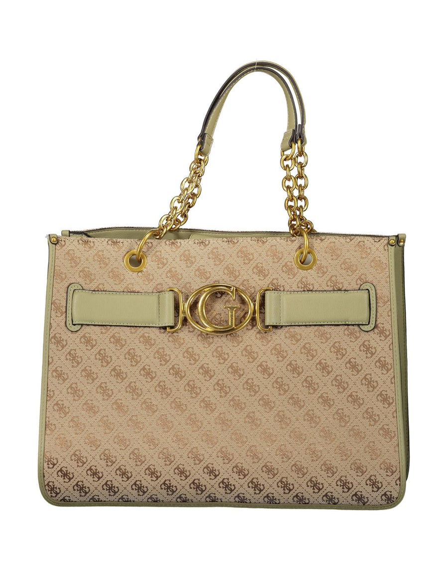 Guess Jeans Women's Elegant Green Polyester Handbag with Logo Detail - One Size