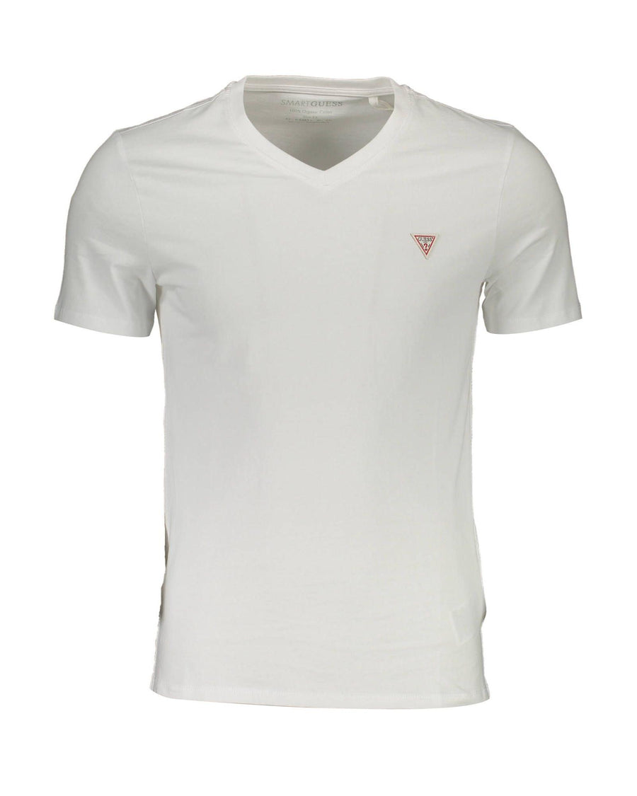 Guess Jeans Men's Chic V-Neck Logo Tee in Organic Cotton - 2XL