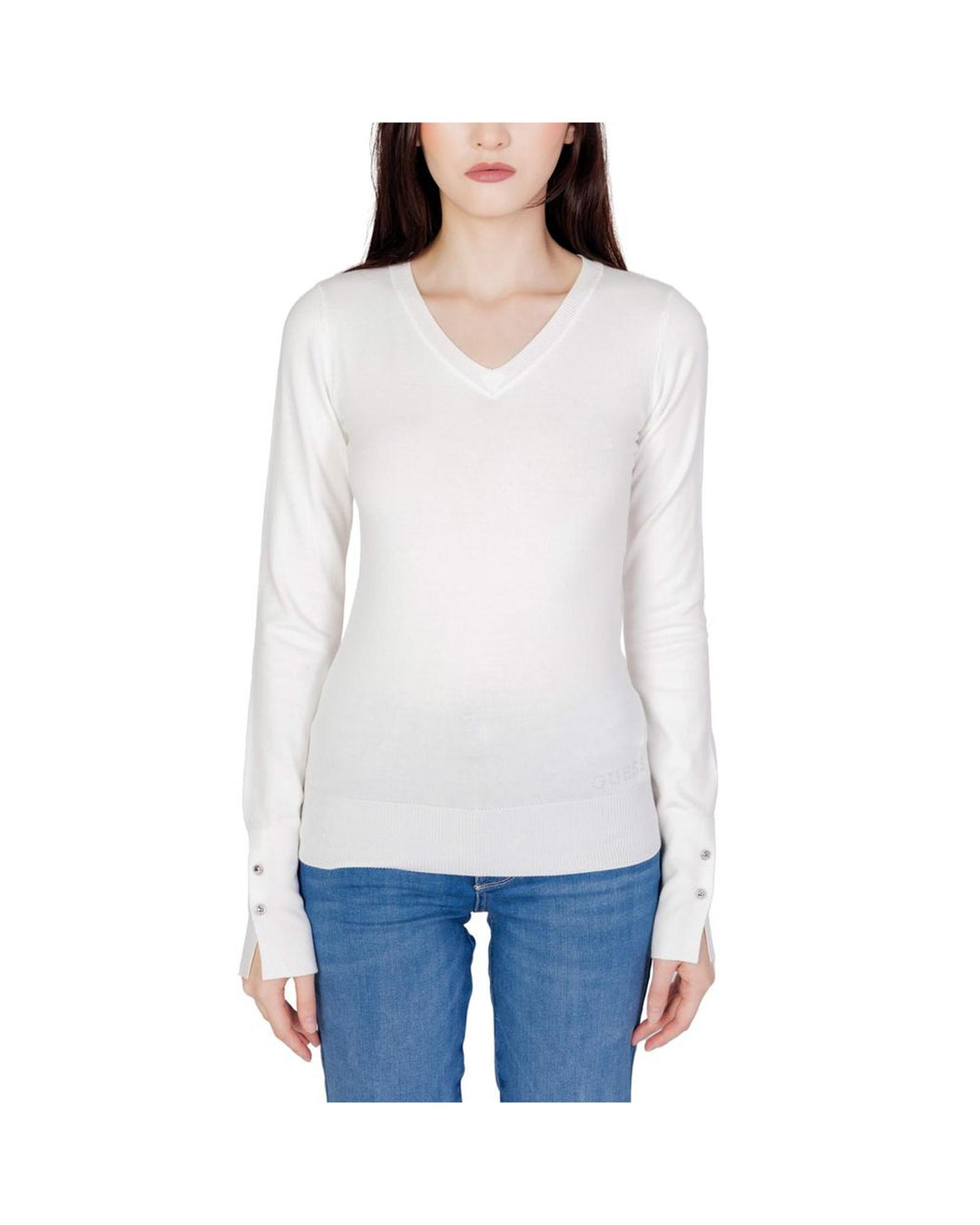 Guess Women's White Cotton Tops & T-Shirt - XL