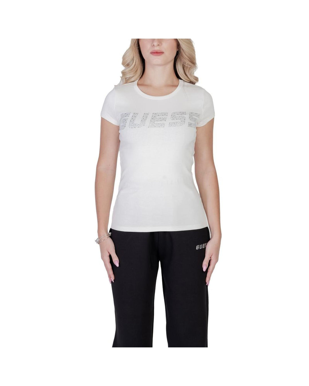 Guess Active Women's Cream Cotton Tops & T-Shirt - 44 IT