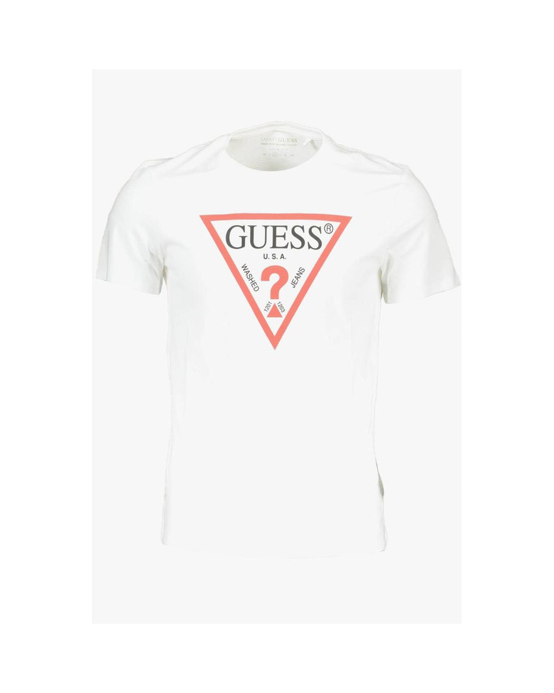 Guess Jeans Men's Sleek Slim Fit White Tee with Logo Print - 2XL