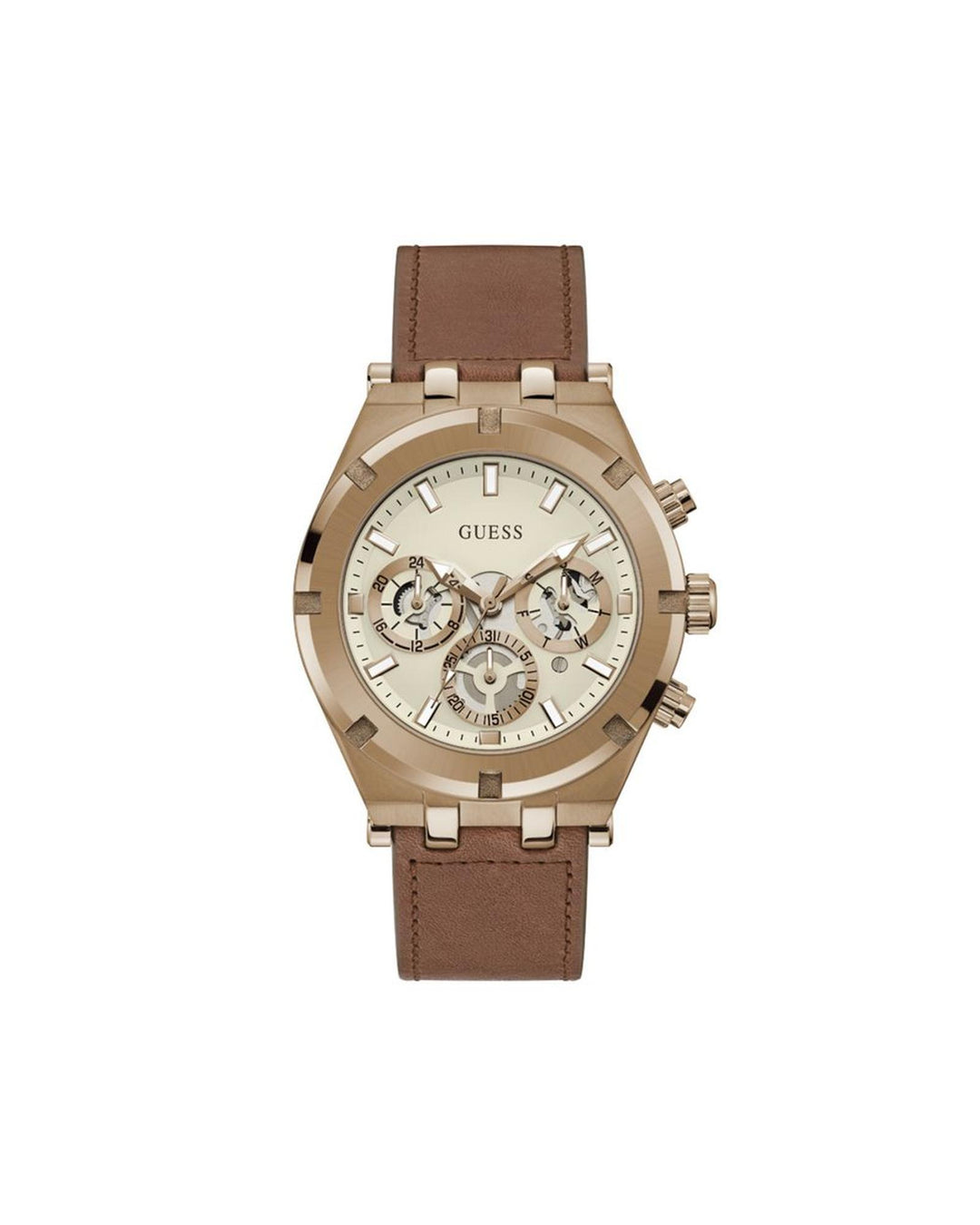 Guess Men's Brown Leather Watch - One Size